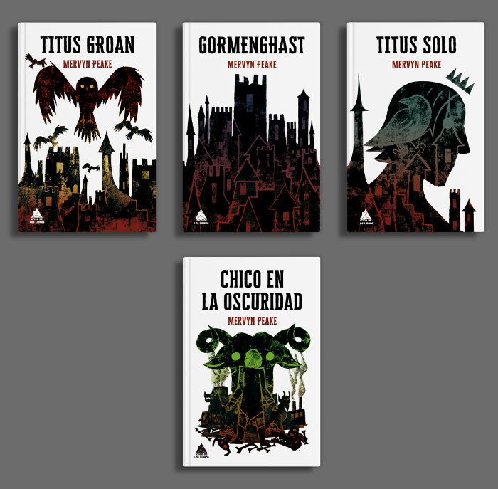 Ilustraciones y diseño de las portadas de la saga de libros Gormenghast de Marvyn Peake