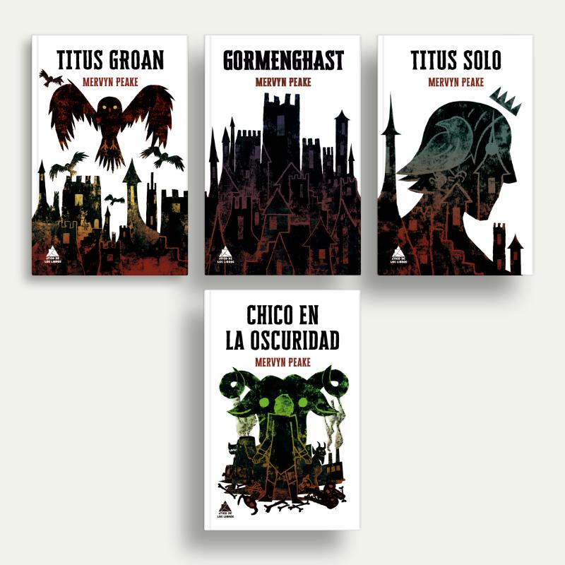 Ilustraciones y diseño de las portadas de la saga de libros Gormenghast de Marvyn Peake